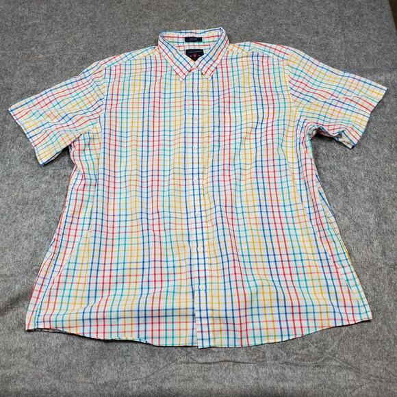 Saddlebred Shirt Mens 3XLT Plaid Checked Multicolor Button Front Short Sleeve - Picture 1 of 7